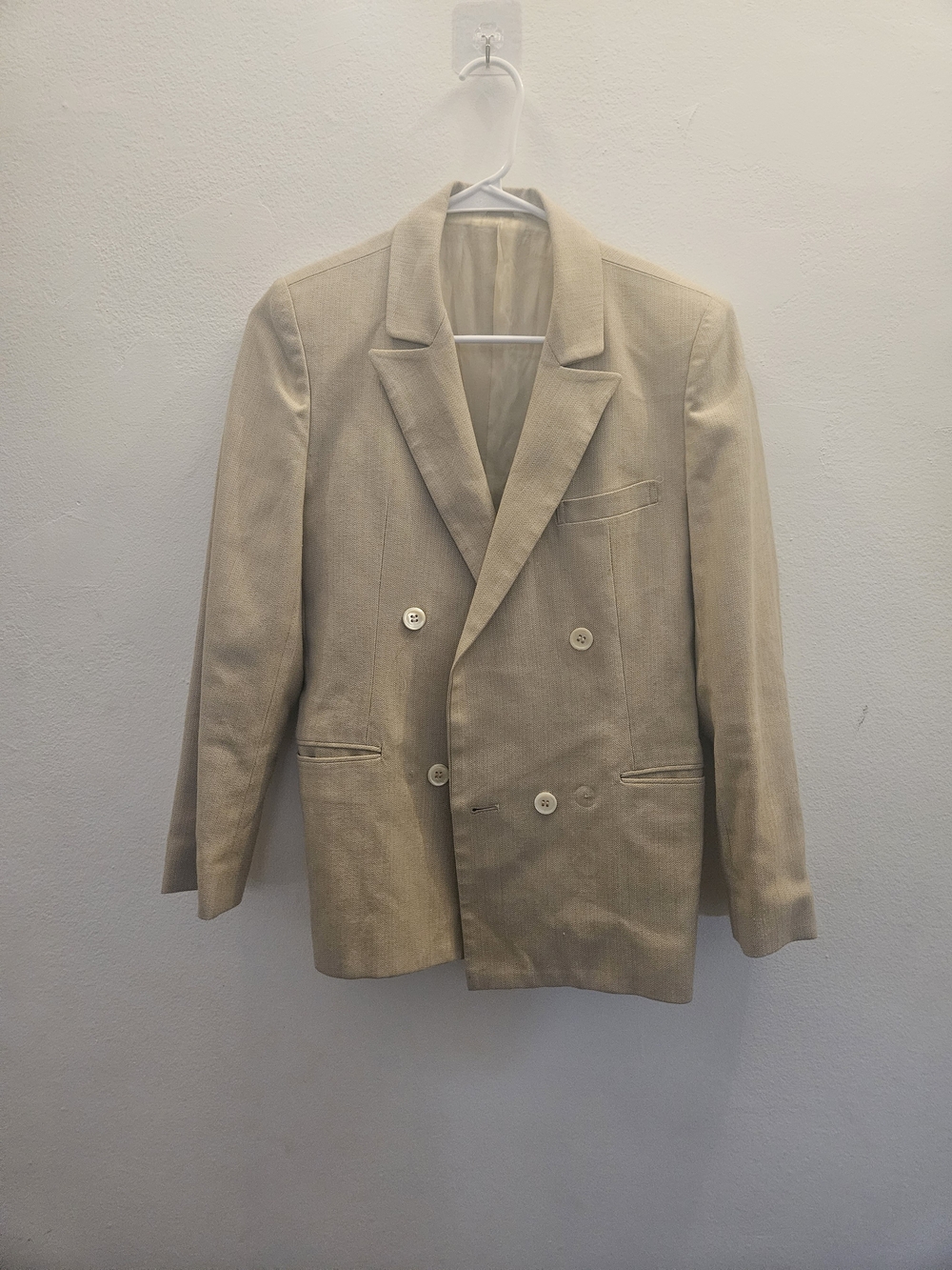 Bordeaux Double-Breasted Beige Sport Coat